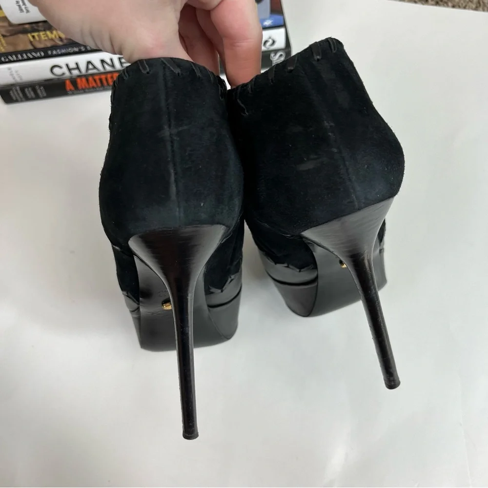 SERGIO ROSSI Booties Stitch Zip High Heel Ankle Boot Suede